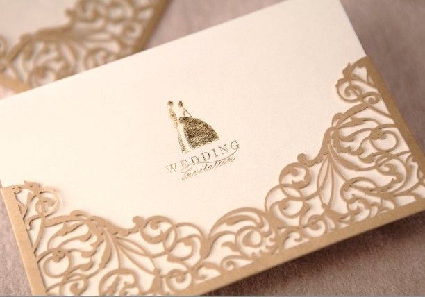 gold laser cut wedding invitations free customized printing wedding