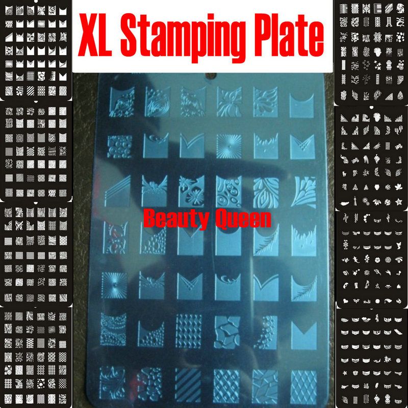 336 diseños sello de uñas XL Placa de estampado Placa de imagen Art Art Big Print Stencil Plantilla de impresión DIY
