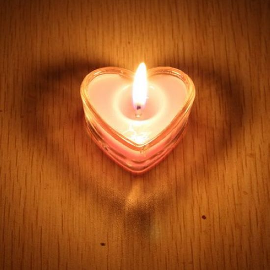 Glass Heart Shape Tea Light Tealight Smoke Free Red Candles Candle