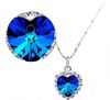 Sapphire / Ruby Pendant Halsband Charms Crystal Heart Of The Ocean Halsband för kvinnor full rhinestone hänge halsband