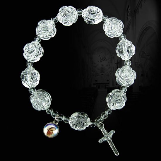 Acrylic Rosary Bracelet Jesus Bracelets Religious Jewelry Stretch