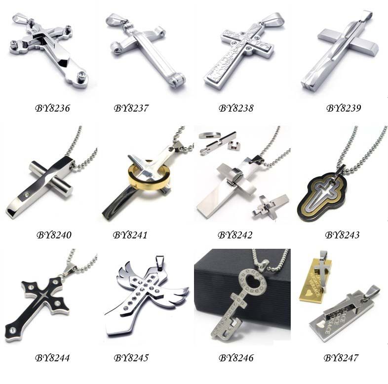Birçok moda takı 316L Paslanmaz çelik İncil kolye erkek Çapraz kolye kolye mix sipariş