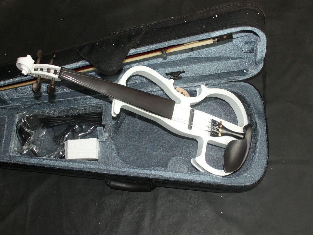 Beautiful White 4/4 Electric Violin With Case Musical Instruments From