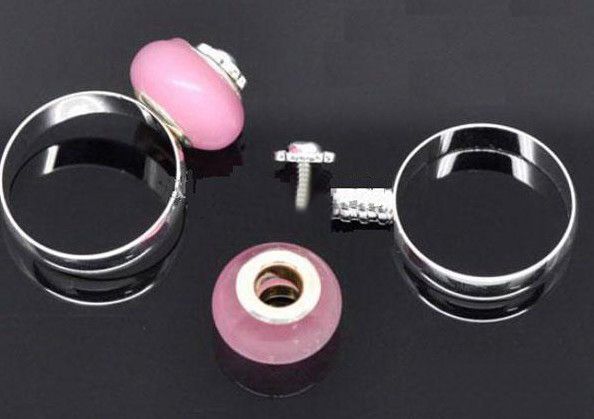 Gorąca sprzedaż 60 sztuk Rings Charm Koralik Fit Europejski Szkło / Kryształowy Koralik Rozmiar 7,8,9 z śrubą