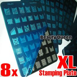 -XL Timbre à ongles Stamping Stamping Plaque d'image Français Design Nail Art Big XXL Imprimer Pochoir Modèle DIY