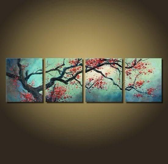 2019 MODERN WALL  DECOR  CHERRY  BLOSSOM  ART  PAINTINGS FRAMED  