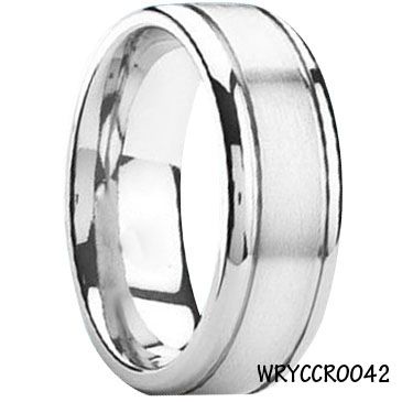 Anillos de cromo de cobalto satinado de alto pulido, banda de compromiso grabada para hombre, 8mm, WRCCR0042, lo mejor en ventas