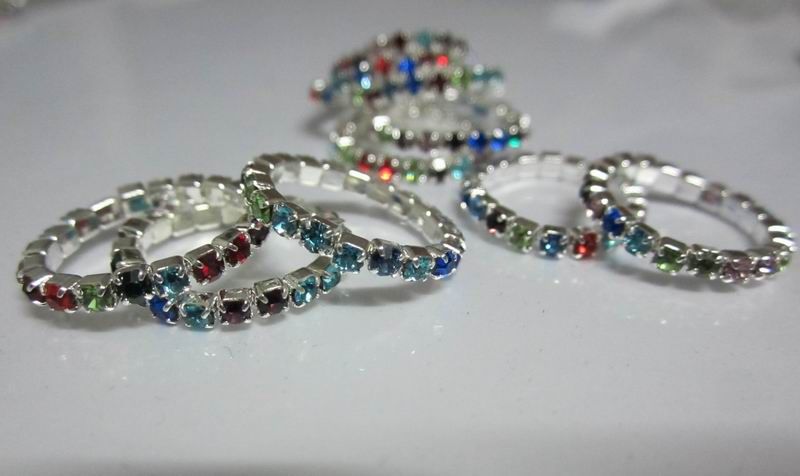 

Hotsale Rhinestone Toe Ring, 12colors stones mixed, blingbling foot jewelry