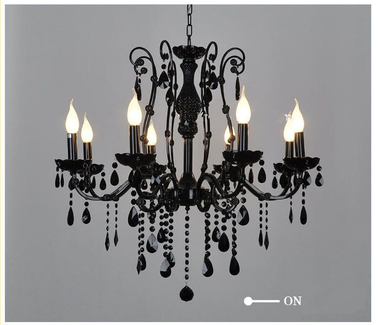 European Black Wrought Iron Crystal Light ,6/8 Candle Lights,Pendant Lamp,Ceiling Lamp CHD68011B