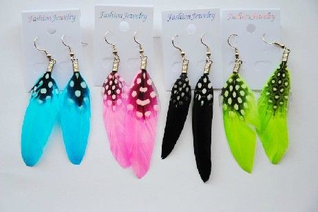 Hot sell Manual Feather jewelry Bohemia style Peacock Feather Earrings Feather Earrings 100pcs