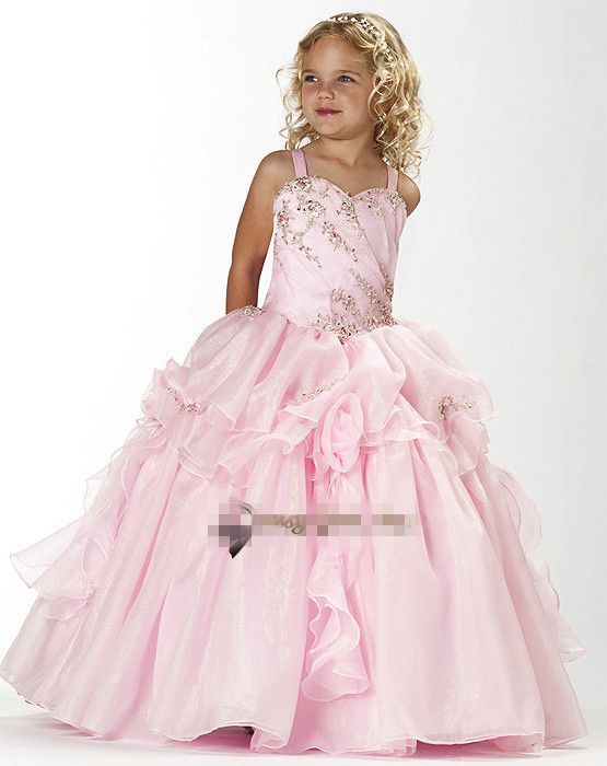 Moda infantil desgaste rosa flores da dama de honra do casamento PROM vestido de tamanho personalizado 2 4 6 8 10 12 14