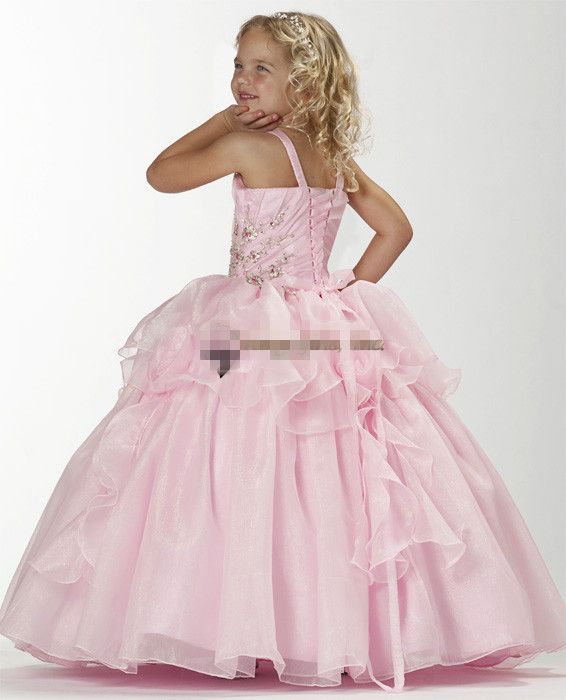Moda infantil desgaste rosa flores da dama de honra do casamento PROM vestido de tamanho personalizado 2 4 6 8 10 12 14
