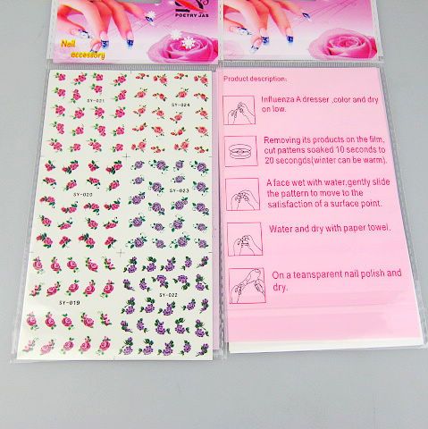 100pcs / lot Mix Designs Nail Art Sticker adesivo Decalcomania Autoadesivi per tatuaggi temporanei