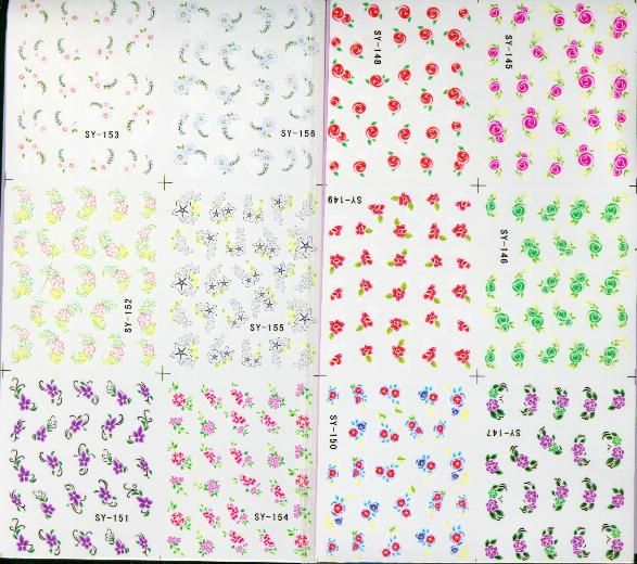 / Mix Nail Art Sticker Decal 6In1 Nail Patch Toboggan Temporaire Tatouages Autocollants 250 * 115