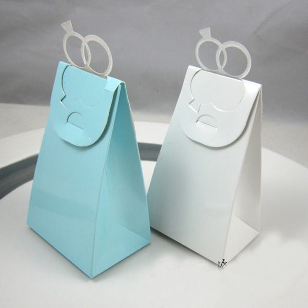 White With Faux Ring Favor Box Wedding Gift Boxes Candy Holders Wraps