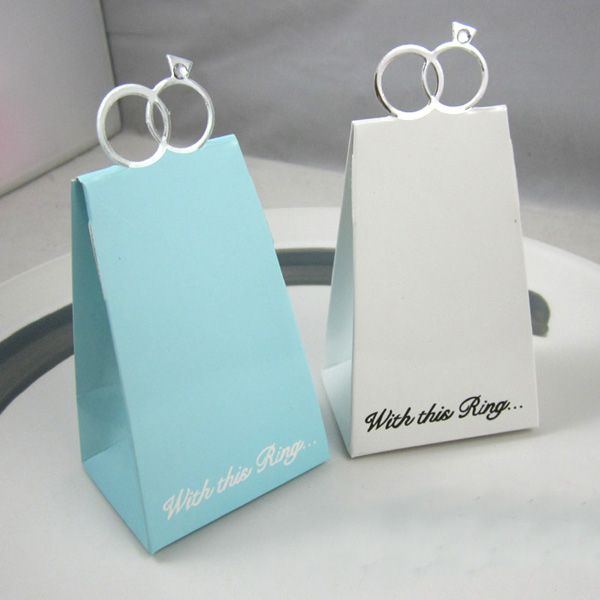 White With Faux Ring Favor Box Wedding Gift Boxes Candy Holders Wraps