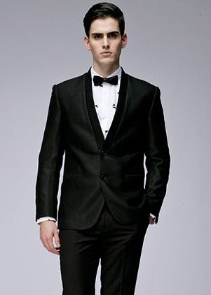 Solid Black Man Suit Groom Dress Jacket,Pants,Bowtie Set Yzs168 Custom ...