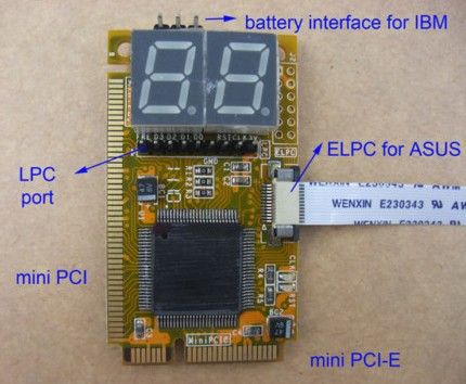 5 i 1 bärbar dator mini pci-e elpc lpc diagnostiskt posttestkort, debug test, minipcie / minipci / lpc / elpc / i2c