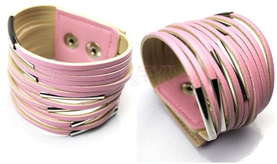 Hot Sale Belt Buckle 13-Layer Filament PU Läder Breda Armband Läderarmband 10st