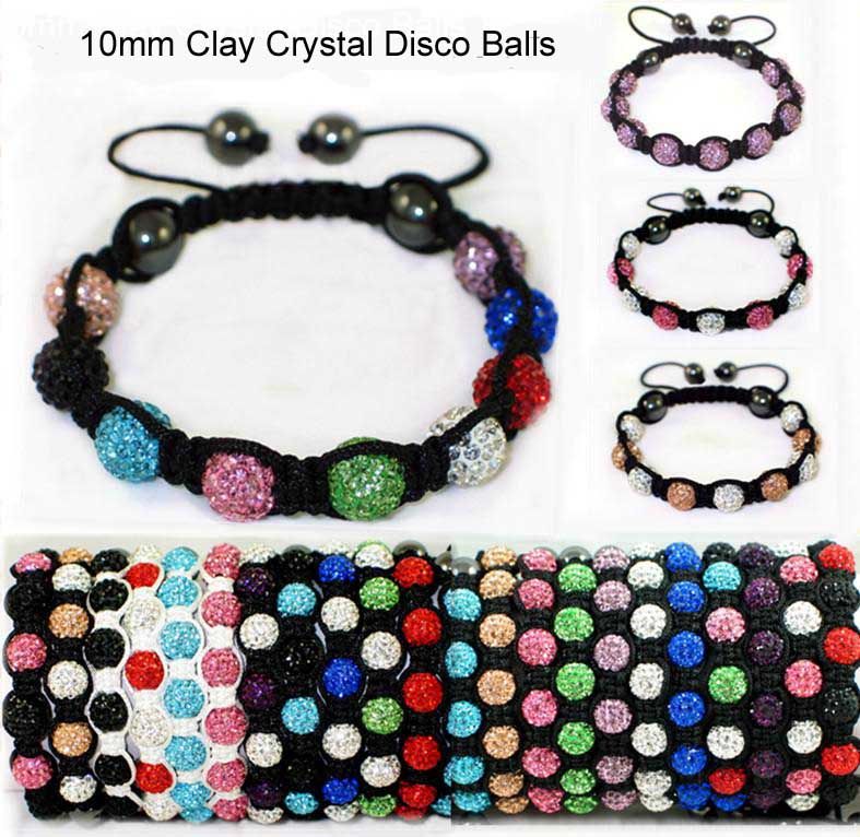 shamballa clay Disco ball Crystal Rhinestone Bead friendship pave Bracelet bracelets