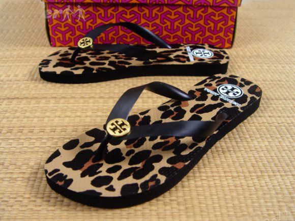 leopard tory burch flip flops