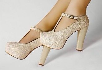 beige lace heels