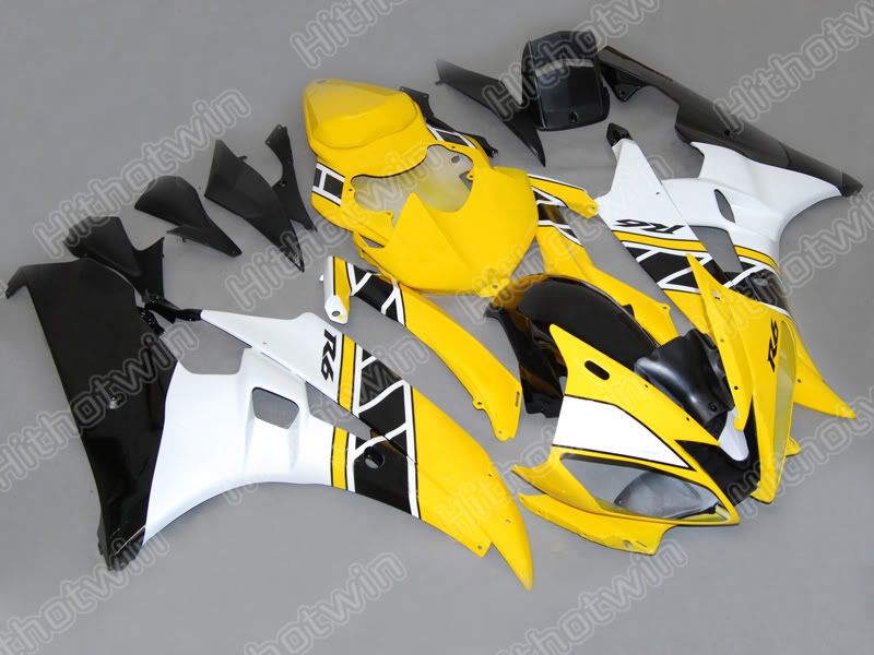 Yellow White ABS FAIRINGS FÖR 2006 2007 YZF R6 YZFR6 06 07 YZFR 6 YZF-R6 FULL FAIRING KIT BODYWORK