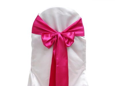 2020 Hot Pink Satin Chair Sashes Chair Cover Bow Wedding Party