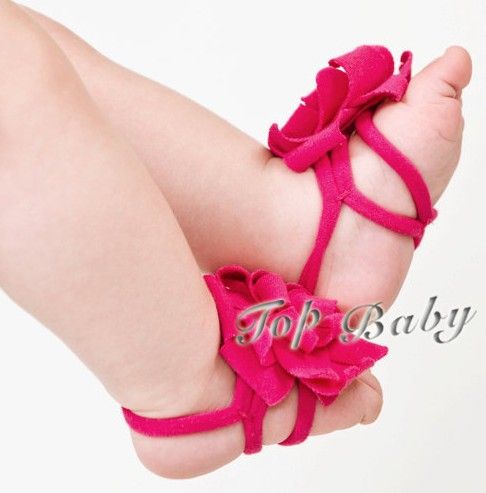 Laagste prijs 60 stks = 30pairs top baby voet bloem baby sandalen / barefoot sandalen / rode baby schoenen