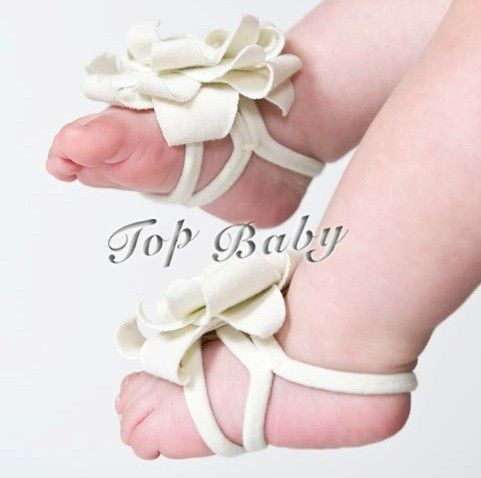 Les plus bas 60pcs30pairs top bébé fleur de pied fleur bébé sandales pieds nus sandales rouges bébé chaussures 7177697