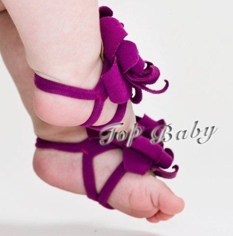 Prix ​​le plus bas 60pcs = 30pairs top bébé pied fleur sandales / sandales aux pieds nus / chaussures bébé rouge