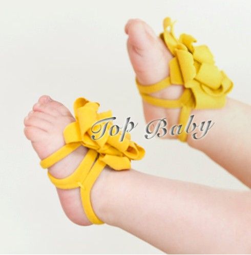 Les plus bas 60pcs30pairs top bébé fleur de pied fleur bébé sandales pieds nus sandales rouges bébé chaussures 7177697