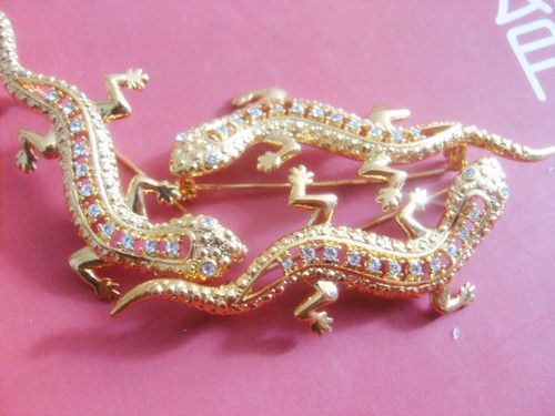 2021新しいジュエリーブローチGecko 18K Real Gold Jewlery Brooch with Diamonds Alloy Material8398062