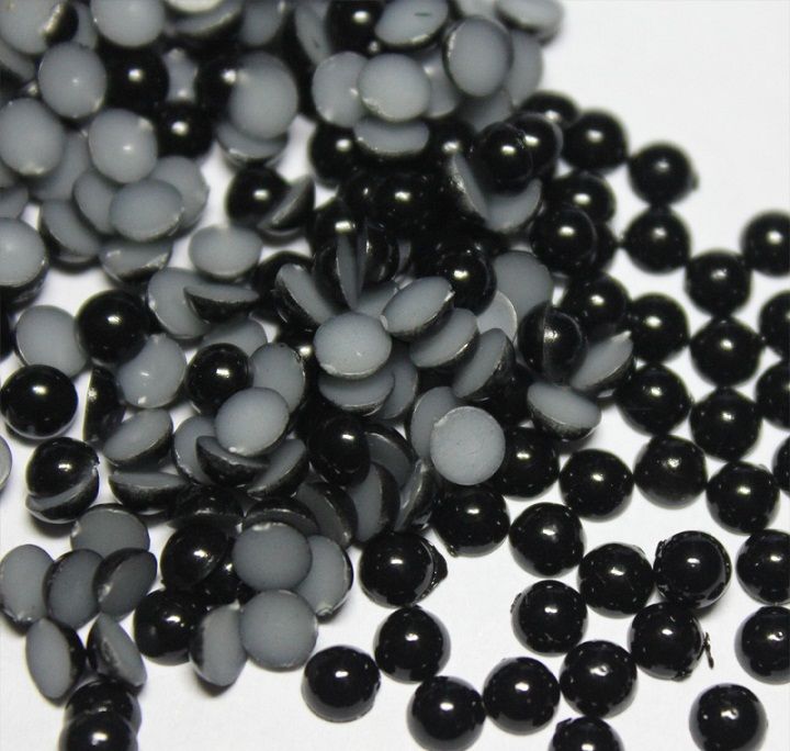 Perles demi-rondes noires de 4MM, 2000 pièces, à dos plat, embellissement pour Scrapbooking, fabrication de bijoux