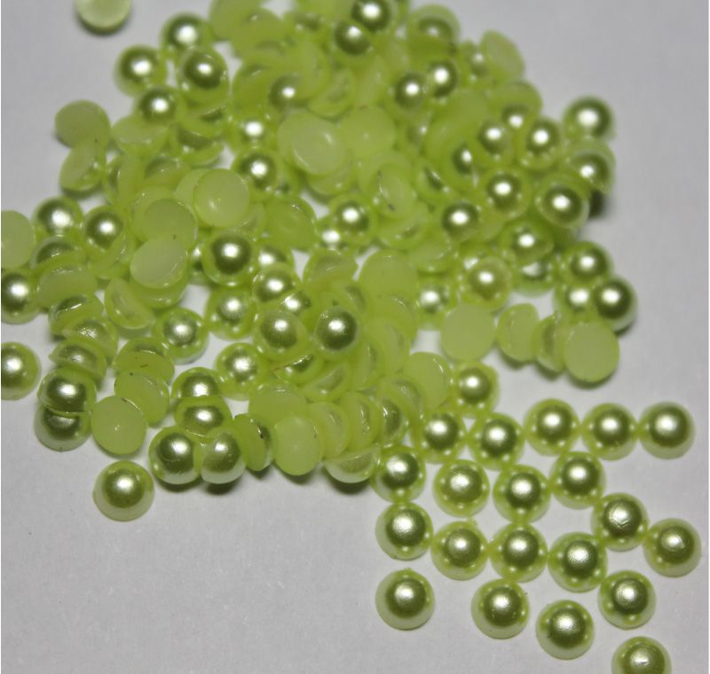 2000 stks 4mm lichtgroene halve ronde parels kralen flatback scrapbooking kledingaccessoires