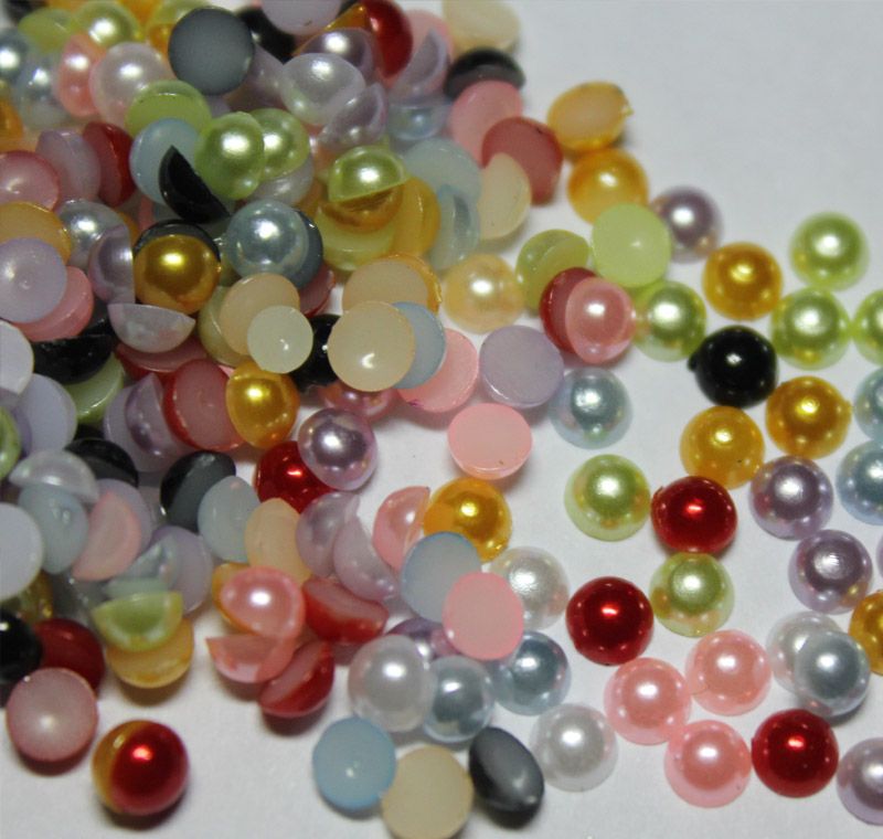2000 pièces 4MM couleurs mélangées demi-perles rondes perles Flatback Scrapbooking embellissement artisanat bricolage