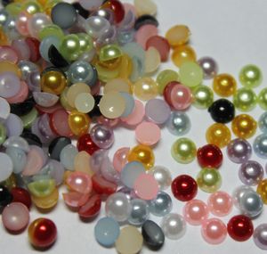 2000pcs 4MM Mixed colors Half Round Pearls Beads Flatback Scrapbooking Embellishment Craft DIY