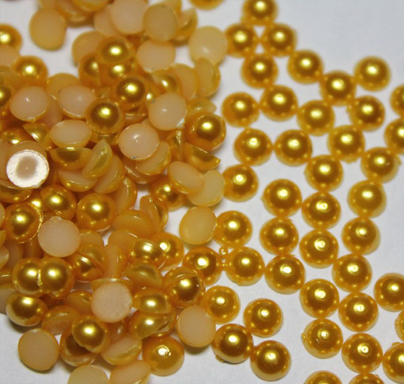 4 MM Amarelo Metade Rodada Pérolas Beads Flatback Scrapbooking Enfeite DIY Fazendo