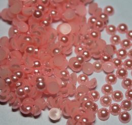 2000pcs 4MM Light pink Half Round Pearls Beads Flatback Scrapbooking crafts decotations