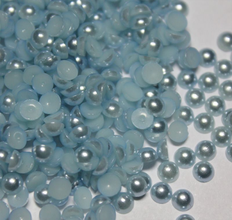 2000pcs 4MM Light bule Half Round Pearls Beads Flatback Scrapbooking Embellishment Craft DIY