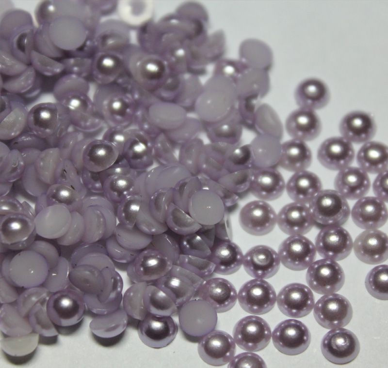 2000 Stück 4MM hellviolette halbrunde Perlen Perlen Flatback Scrapbooking Verschönerung Nagelkunst