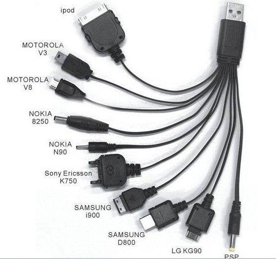 10 In 1 Multi Purpose USB Charging Cable For MP3 MP4 Cell Phone From