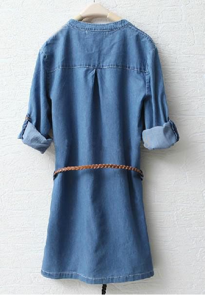 collarless denim shirt womens