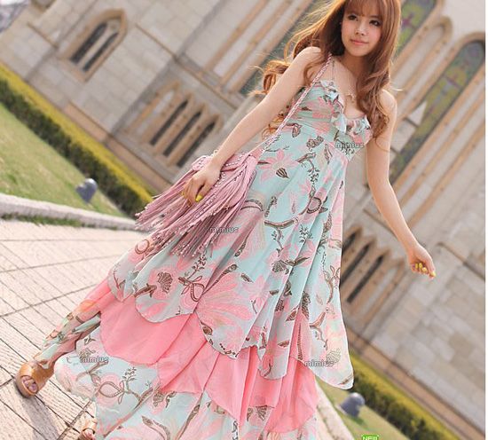 Women Clothing Beautiful Summer Bohemian Dress Fashions Dresses Pink ...