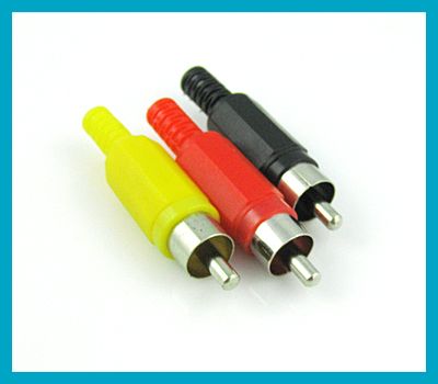 Black 8 Pack Solder Type RCA Plug Male Audio Video Adapter Connector Red