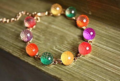 Best Selling Fashion Candy Color Crystal Beads Rhinestones Bracelets Gold Color Women stylish new 