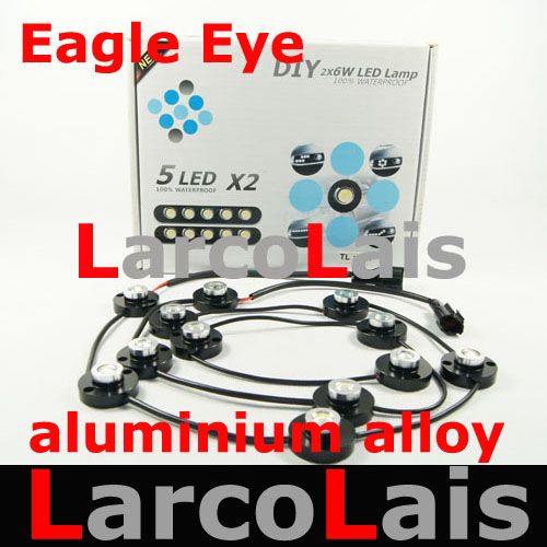2x6 LED Super Bright 12 W Lampa Rascal DIY DRL Flistlight Reverse Tail Stop Eagle Eye Light White