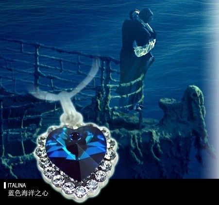 Vintage Austria Crystal Gemstones Heart of Ocean Pendant Necklaces Stylish luxury Women's Xmas gift 