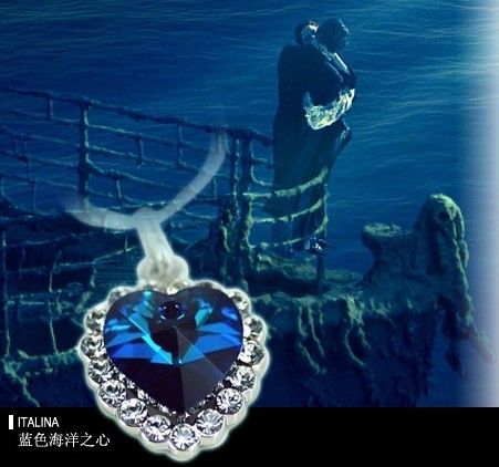 

Vintage Austria Crystal Gemstones Heart of Ocean Pendant Necklaces Stylish luxury Women's Xmas gift 15pcs/lot