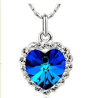 Wholesale Luxury Heart of Ocean Peach Heart Crystal Necklaces Crystal Gemstones pendant Jewelry Women New arrival xmas gifts
